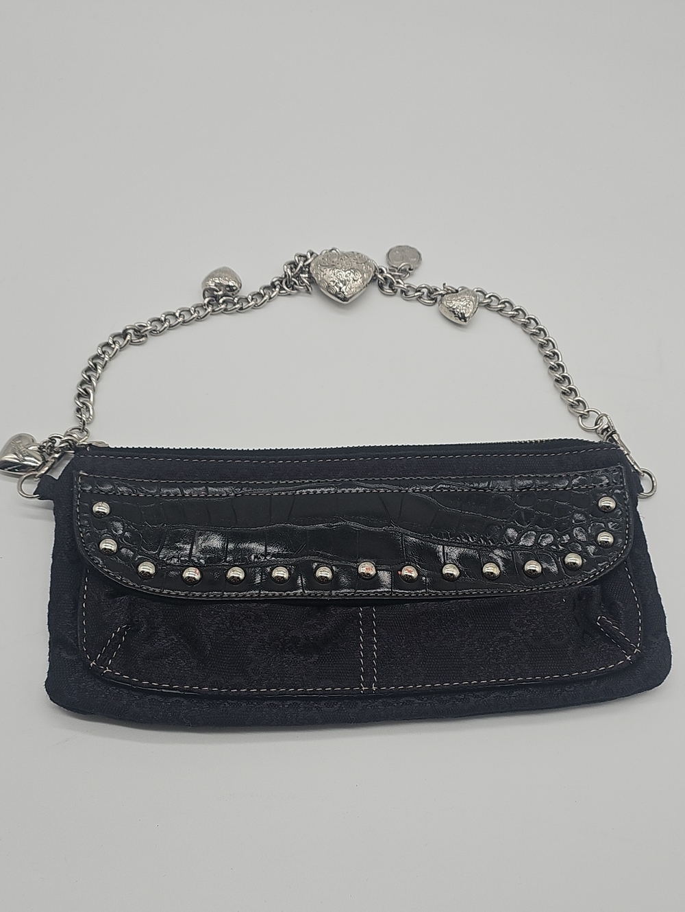 KATHY Van ZEALAND Black Women's Chain-Handle Wristlet Clutch